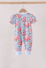 Blue rose floral ruffle romper