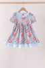 Blue rose floral ruffle dress