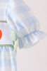 Blue Pumpkin Embroidery Gingham Bubble