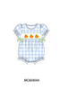 Blue Pumpkin Embroidery Gingham Bubble