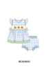 Blue Pumpkin Embroidery Gingham Bloomer set