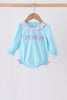 Blue bow french knot ruffle bubble