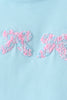 Blue bow french knot plaid skorts set