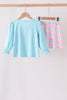 Blue bow french knot plaid skorts set
