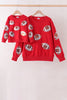 Red football sequin mom&me top