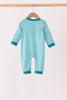 Green Christmas Tree Embroidery Stripe Romper