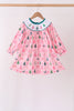 Pink Christmas Tree Embroidery Dress