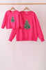 Hot Pink Christmas Tree Sequin Mom&me Top