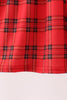 Red Plaid Bow Smocked Ruffe Dress