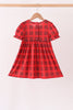 Red Plaid Bow Smocked Ruffe Dress