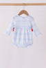 Blue Plaid Bow Ruffle Bubble
