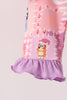 Purple christmas bluey bamboo ruffle pajama set