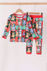 Red christmas bluey bamboo pants set