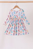 Blue princess ruffle bamboo dress