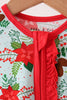 Red Floral Ruffle Zip Bamboo Romper