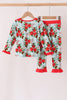 Red Floral Ruffle Bamboo Pajama Set