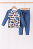 Navy Excavator Bamboo Pants Set