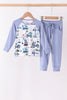 Blue Excavator Bamboo Pajama Set
