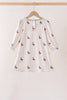 Green Duck Embroidery Gingham Dress
