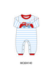 Blue stripe firework applique romper