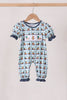 Blue mallard duck embroidery ruffle romper