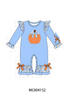 Blue pumpkin applique ruffle romper