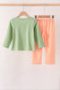 Sage pumpkin embroidery gingham pants set