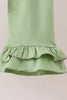 Sage pumpkin embroidery leaves ruffle pants set