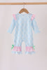Blue birthday cake appilque ruffle romper
