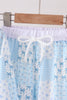 Blue floral bow checkered mom&me pants set