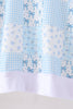 Blue floral bow checkered mom&me pants set