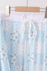 Blue floral bow checkered mom&me pants set