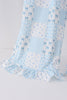 Blue floral bow checkered mom&me pants set