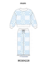 Blue floral bow checkered mom&me pants set