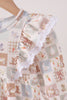 Khaki farm checkered ruffle bubble