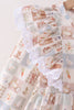 Khaki farm checkered ruffle pants set