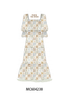 Khaki farm checkered tiered mom dress