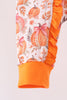 Orange Pumpkin Print Ruffle Romper