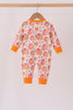 Orange Pumpkin Print Ruffle Romper