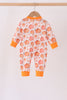 Orange Pumpkin Print Romper