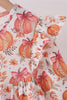 Orange Pumpkin Print Ruffle Dress