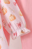 Pink pumpkin bow embroidery ruffle pants set