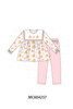 Pink pumpkin bow embroidery ruffle pants set