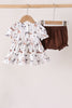 Brown zoo animal ruffle bloomer set