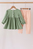 Green farm embroidery ruffle pants set