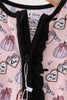 Pink Spooky embroidery bamboo ruffle romper