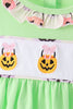 Green Jack-O-Lantern embroidery ruffle bloomer set