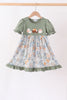 Green pumpkin french knot dress
