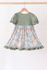 Green pumpkin french knot dress