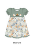 Green pumpkin french knot dress